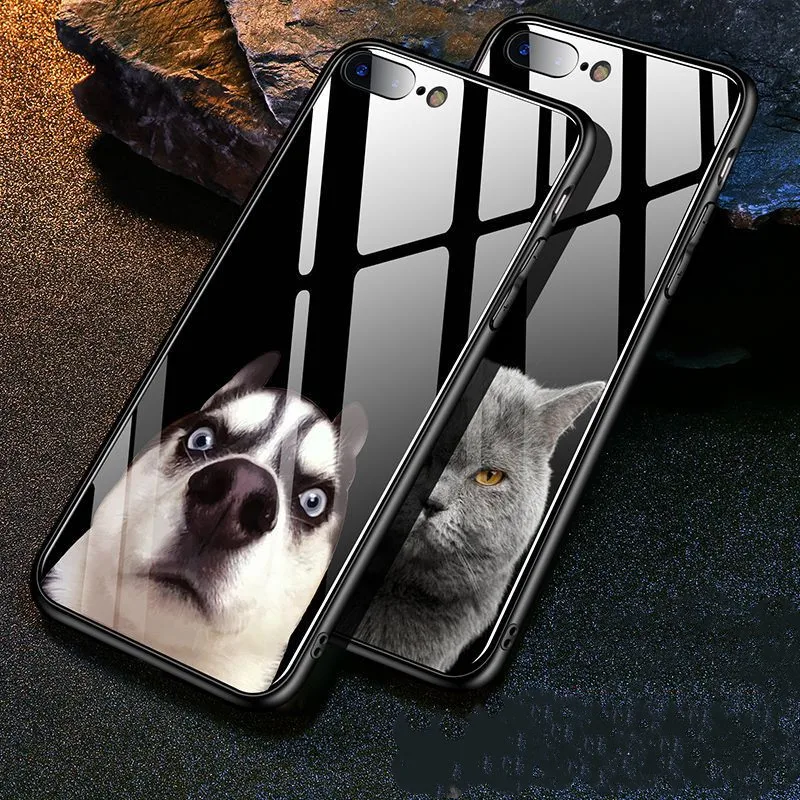 Для iphone 5 6 7Plus чехол милый с кошками животными печати ТПУ + тонкое закалённое