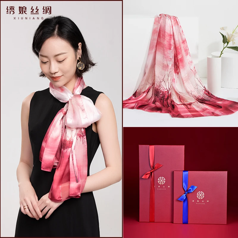 

★silk scarves women's mulberry silk scarf Tulle scarf long style Suzhou specialty silk shawl spring and summer ins