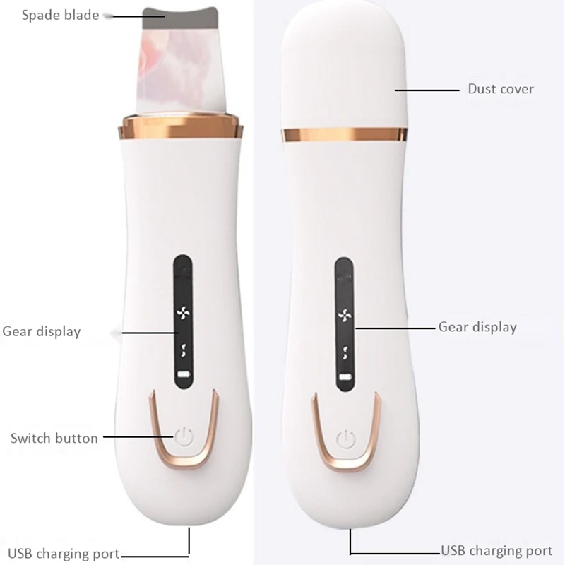 

Ultrasound Skin Scrubber Deep Facial Cleansing Blackhead Exfoliation Removal Whitening Lifting Adjustable Face Spatula