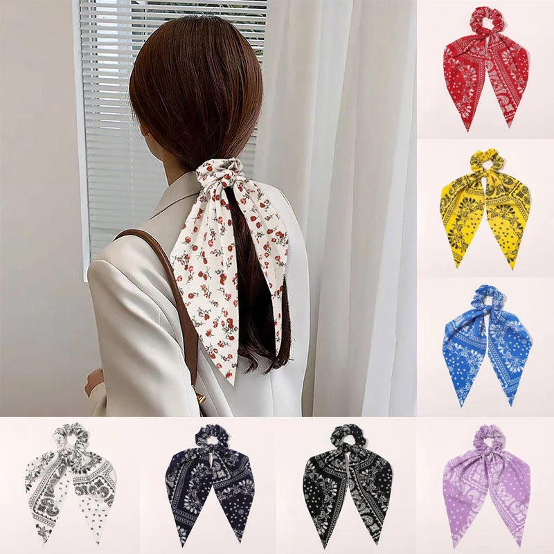 

Fashion Dot Floral Hair Scrunchies for Women Hair Ring Female Ponytail Chiffon Fabric Cashew Hair Ties Korean Hair Accessories