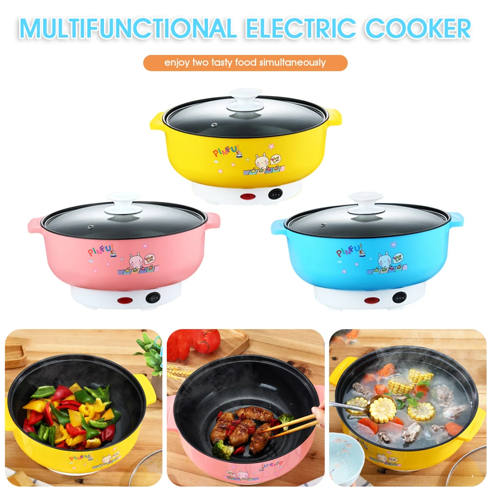 

Electric Hot Pot Auto Power Off Non-Sticky Cooker Stir fry with Food Steamer for Noodles Egg Steak Soup Kitchen Appliance
