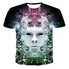 Новая свободная футболка с круглым вырезом и коротким рукавом, индивидуальная 3D-печать черепа в стиле хип-хоп, подходит для мужчин и женщин