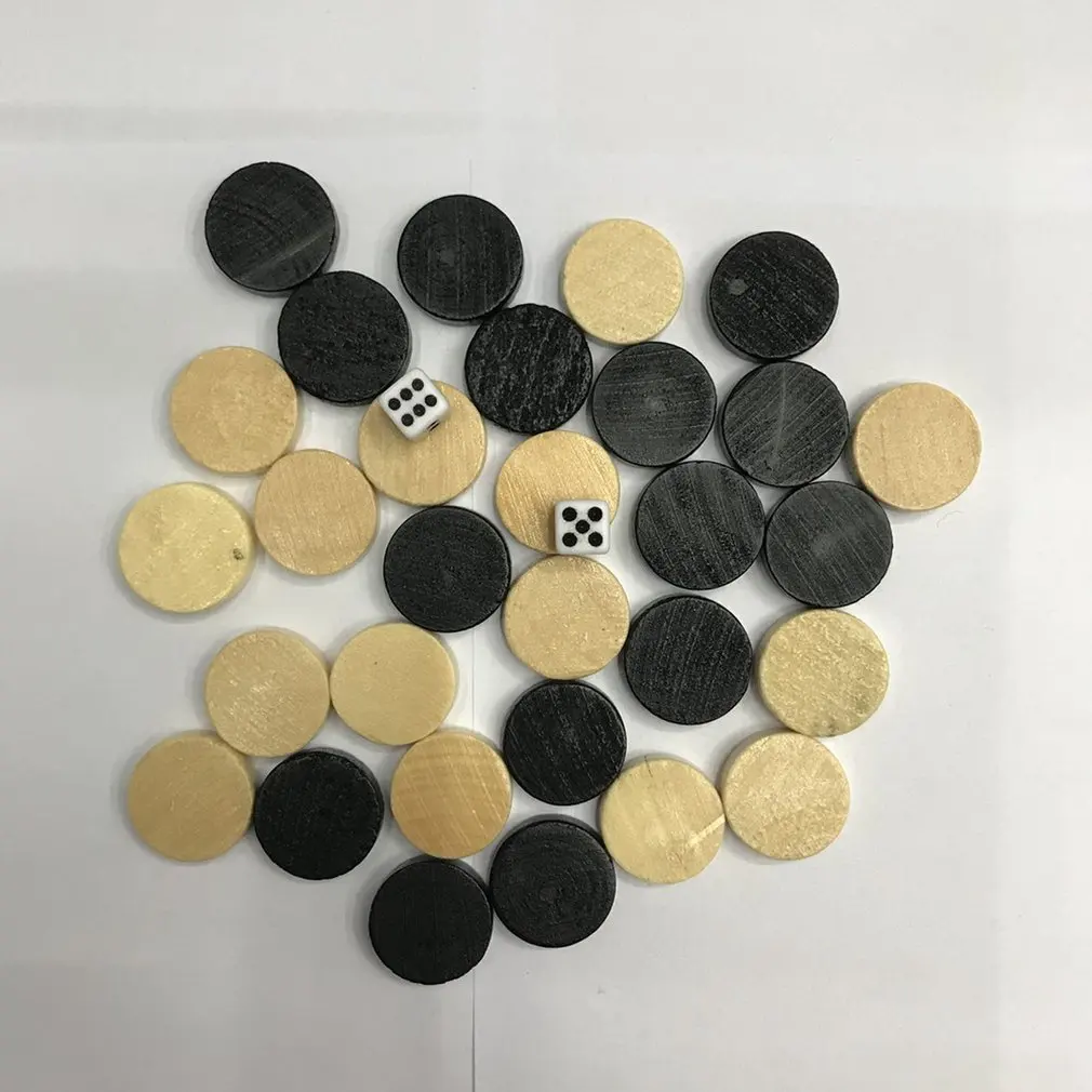 

Natural Wooden Chess Draughts & Checkers & Backgammon Chess Piece for Kids Board Game Learning Camping