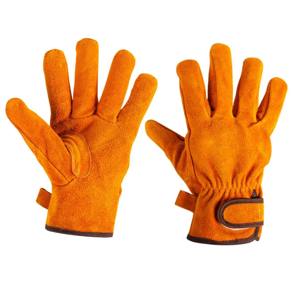 

Перчатки из воловьей кожи, термостойкие кожаные перчатки для кемпинга, для барбекю, работы на открытом воздухе