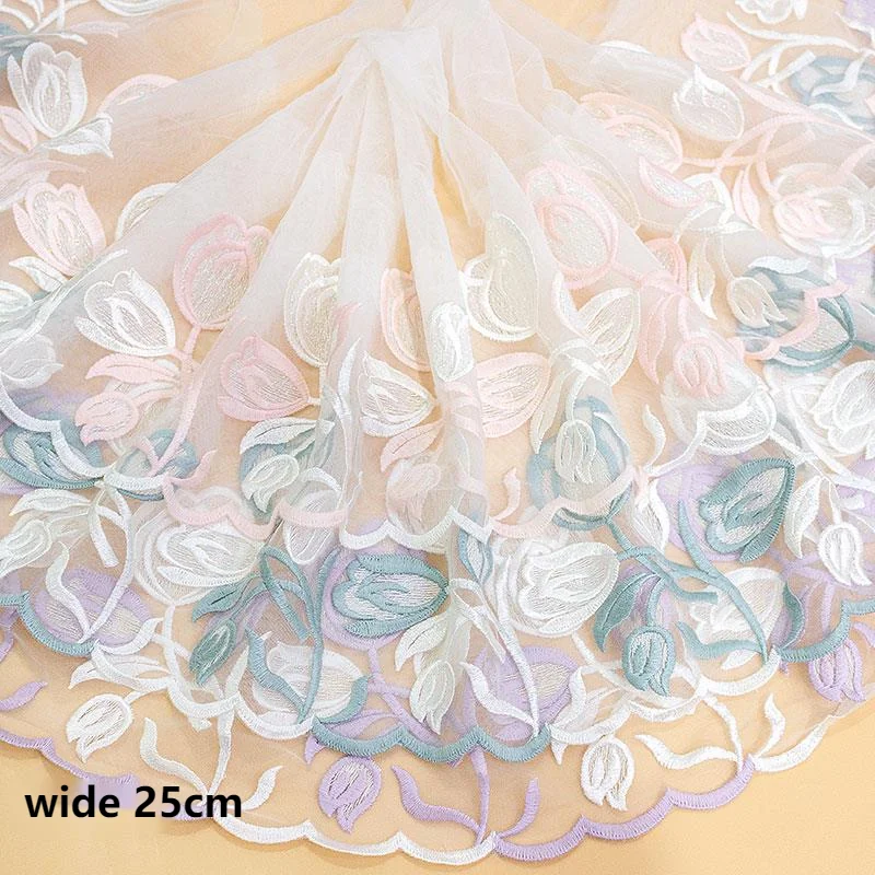 

25CM wide mesh lace fabric, ethnic style tulip decorative lace, wedding dress headdress decoration, DIY accessories decoration