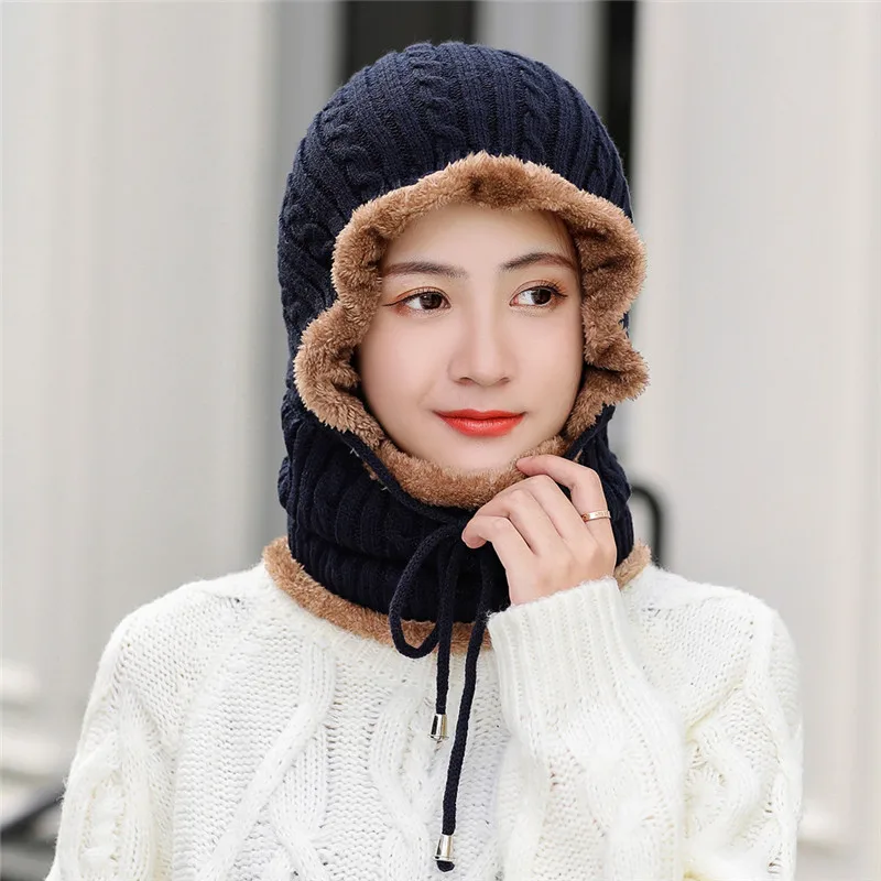 Женская вязаная шапка шапочки с шарфами теплые зимние хлопковые шапки пандой для