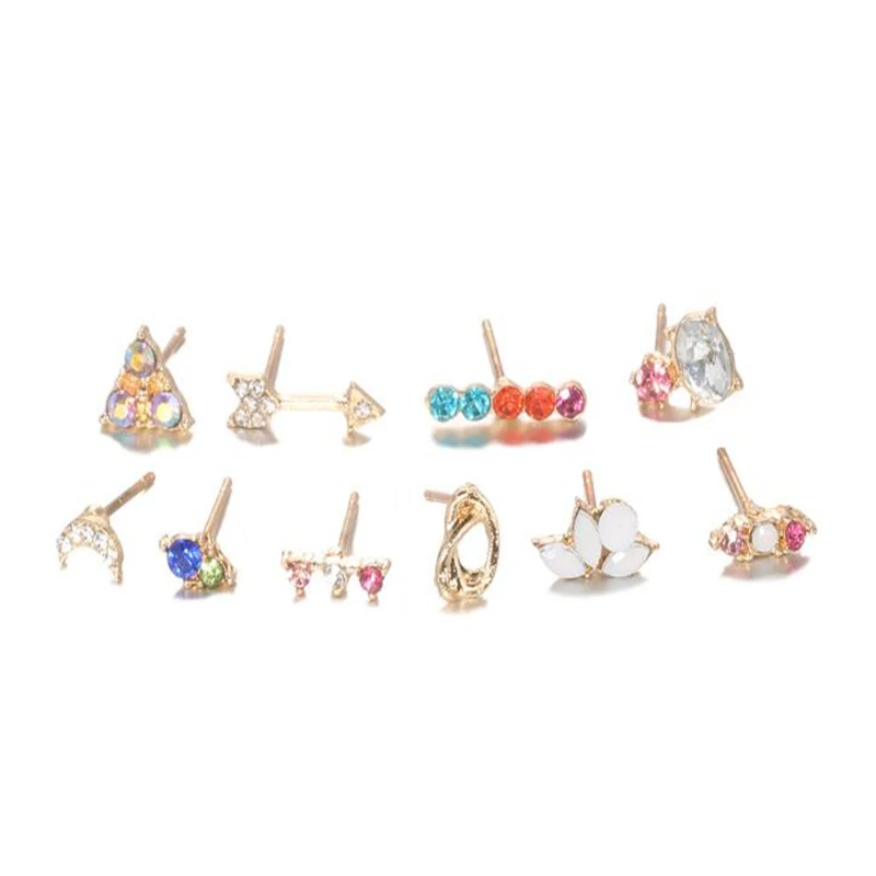 10 шт./компл. Бохо Геометрия Луна Звезда стрелы цветок серьги руки комплект для