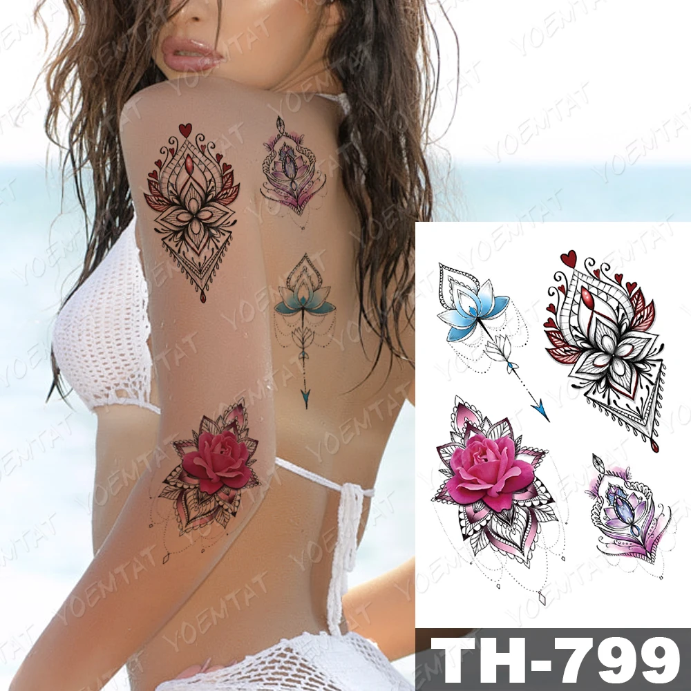 

Waterproof Temporary Tattoo Stickers Rose Peony Flower Bird Fish Flash Tattoos Female Cute Body Art Fake Tattoos For Men