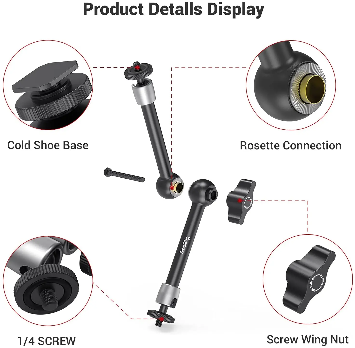 SmallRig 11 дюймовый Шарнирный рычаг с креплением холодного башмака и стандартный 1/4