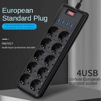 eu plug power strip multiprise socket adapter 3 4a usb charging port 2m cable extension cord outlets surge protector line filter