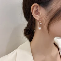new earrings pearl and zircom geometric paperclip earrings for women french simple temperament jewelry forest fairy earrings