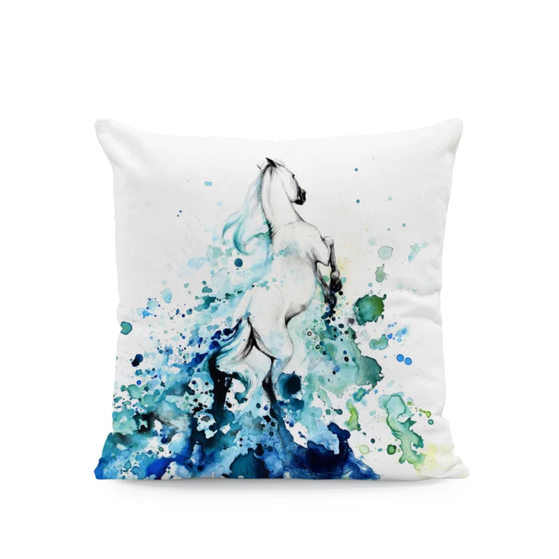 Наволочка с милой мечтой Лев лошадь панда слон животное акварельная Подушка