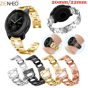 Ремешок из нержавеющей стали для Samsung Galaxy 42 мм 46 мм Active 2 40 мм 44 мм, браслет для смарт-часов 20 мм 22 мм, браслет для Gear S2 S3