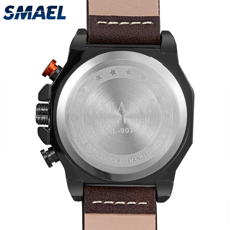 

SMAEL New Men's Watches Creative Leather Male Clock Chronograph Waterproof Quartz Wristwatch Sport Man Watch Relogio Masculino