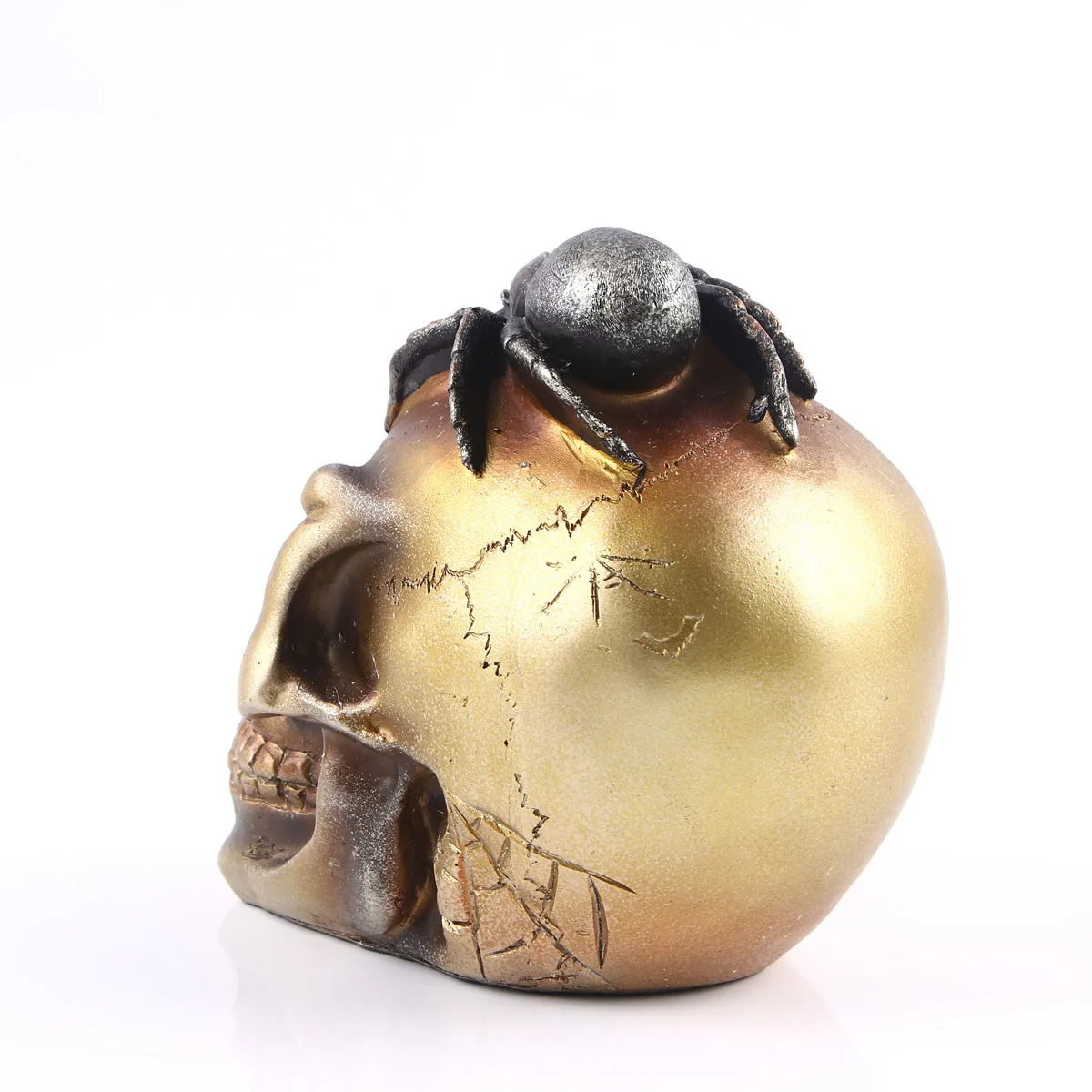 Статуэтки из смолы маленькая золотая голова паук Череп подарок на Хэллоуин