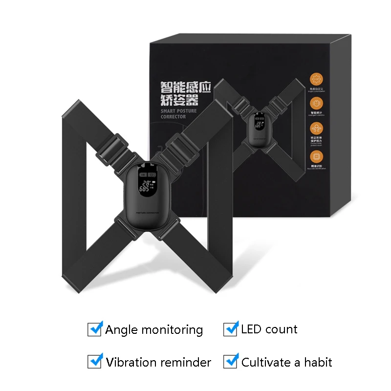 

Smart LED Display Posture Correction Belt With Vibration Reminder Adjustable Anti-hunchback Brace Support Belt Posture Corrector