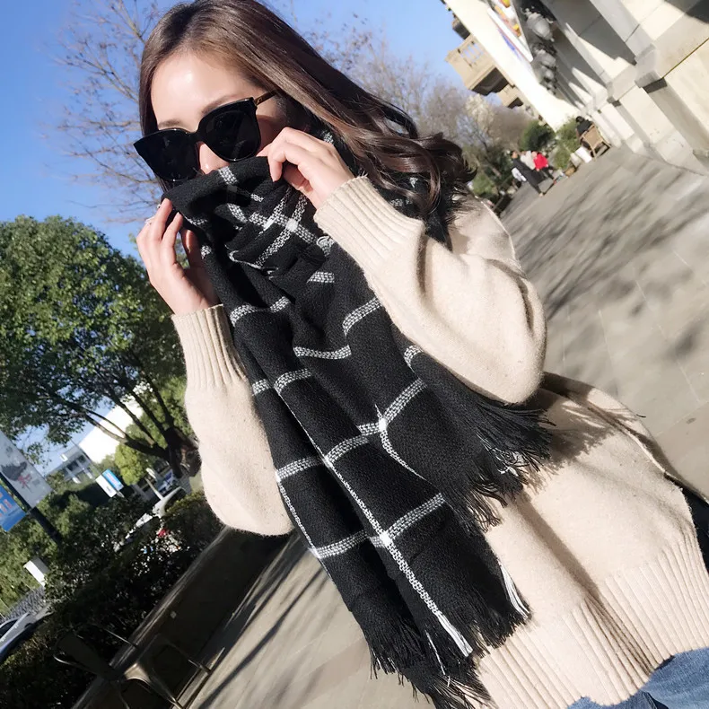 Черно-белый клетчатый шарф красная решетка имитирует кашемировый кондиционер