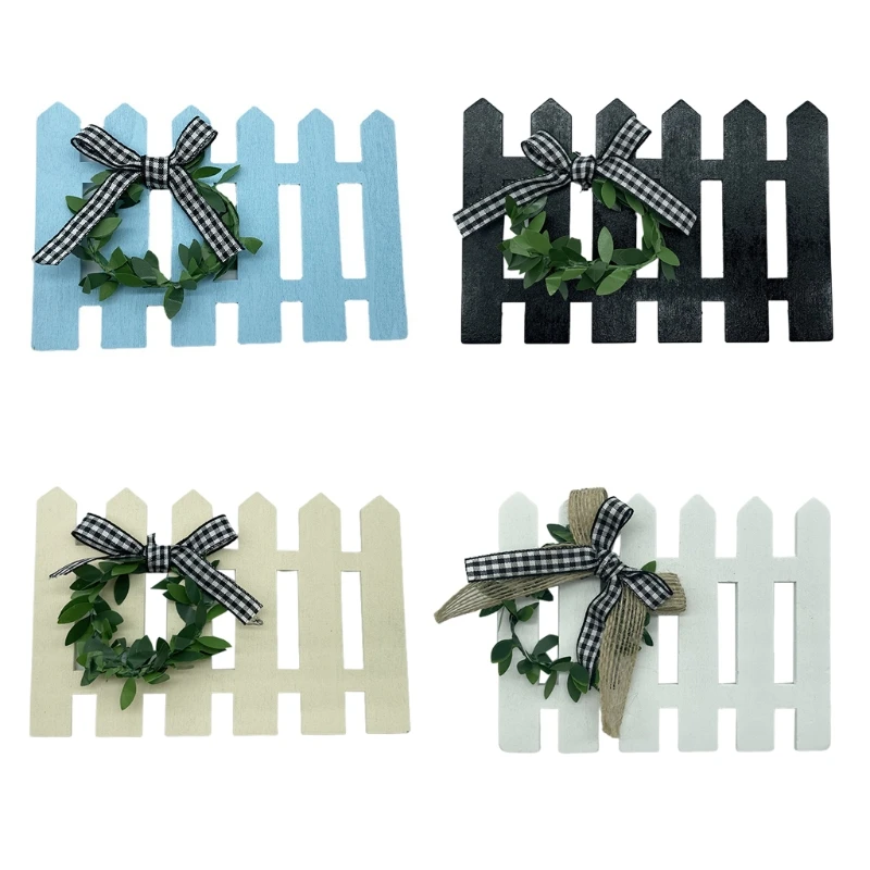 

Wooden Fence Tiered Tray Decoration Plaid Frame Sign Rustic Farmhouse Wall Decor for Home Kitchen Shelf Photo Prop B03E