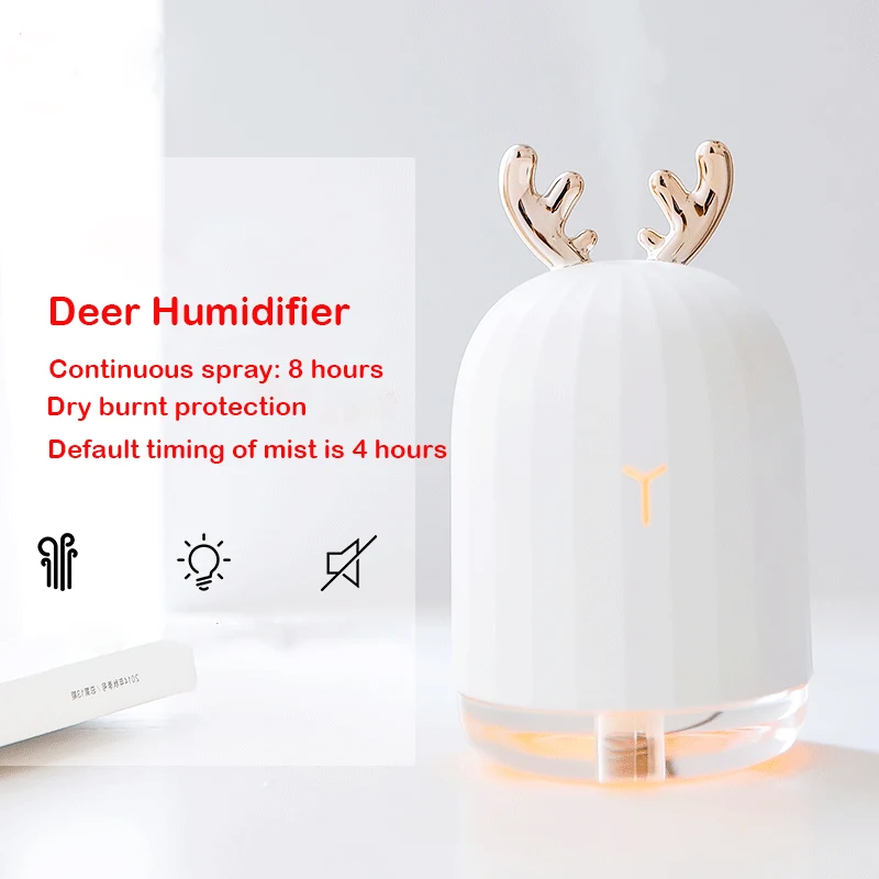 

Cute Deer Air Humidifier USB Aroma Diffuser 220ML Mist Maker Atomizer With Lamp Light Purifier For Home Office
