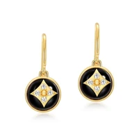 ly 925 sterling silver black agate 9k gold korean style elegant trendy retro drop earrings for women fine jewelry accessories
