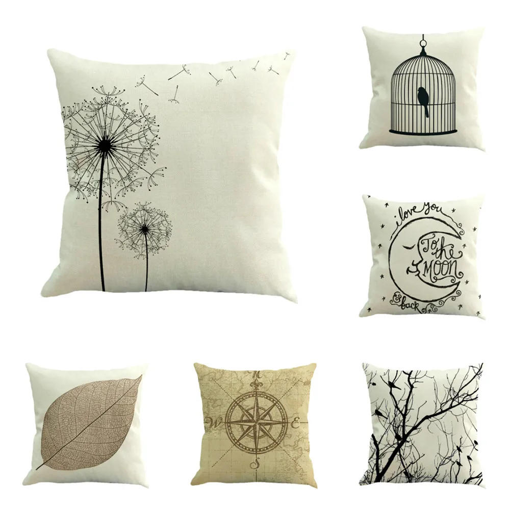 GY0611 новая подушка чехлы 1 шт. (без начинки) минималистичный Стиль птица Moon компас с