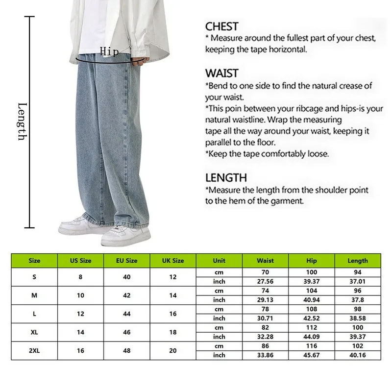 

Men's Jeans Fashion Loose Straight New Casual Wide Leg Denim Pants Men Streetwear Solid Korean Hip Hop Trousers Autumn Jeans
