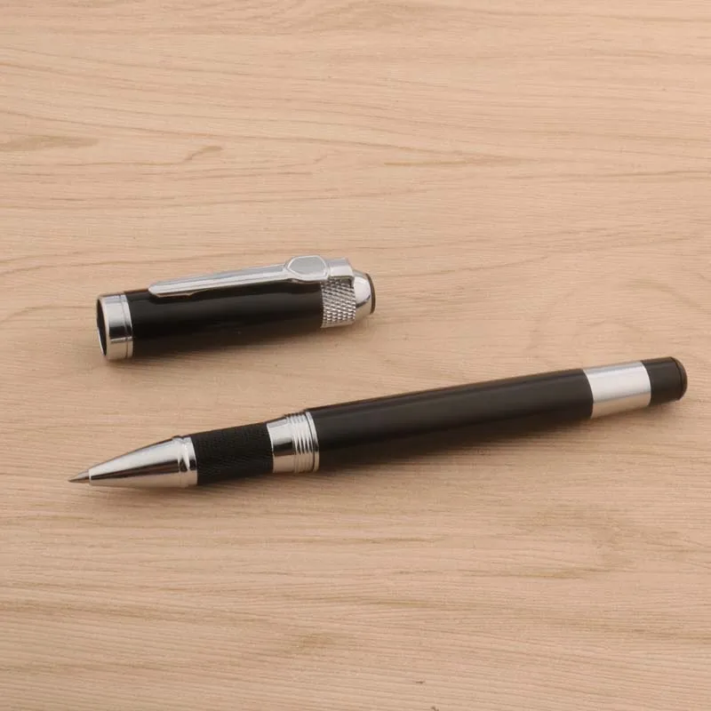 Шариковая ручка металлическая черная серебристая 189 | Канцтовары для офиса и дома