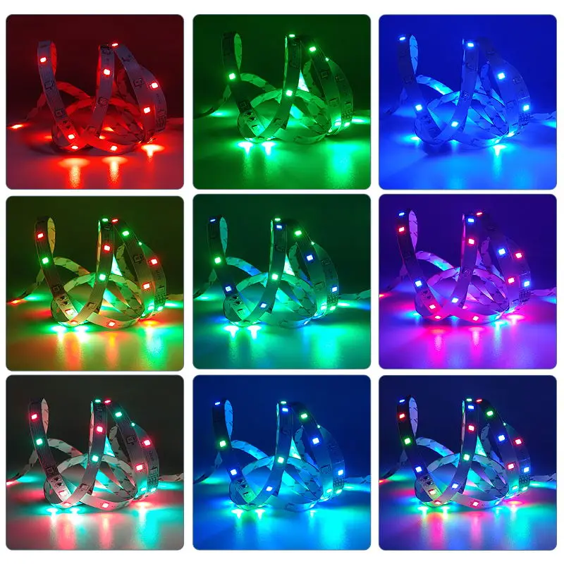

30m RGB LED Strip Light 2835 5m 10m No Waterproof leds tape diode ribbon LED lights Lamp Controller AC 220V DC 12V adapter set