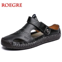 classic men sandals summer genuine leather male beach sandals soft comfortable male slides outdoor slippers slip on man sandals