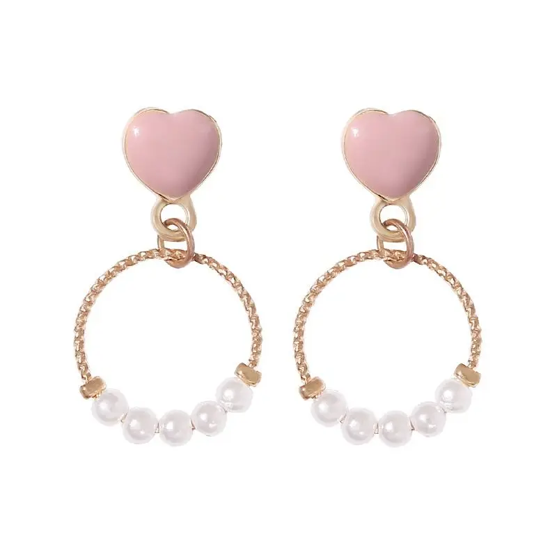 

2 pairs of outfits ~ simple face and thin earrings Han Xiaoqing fresh net red sweet temperament love pearl earrings female earri