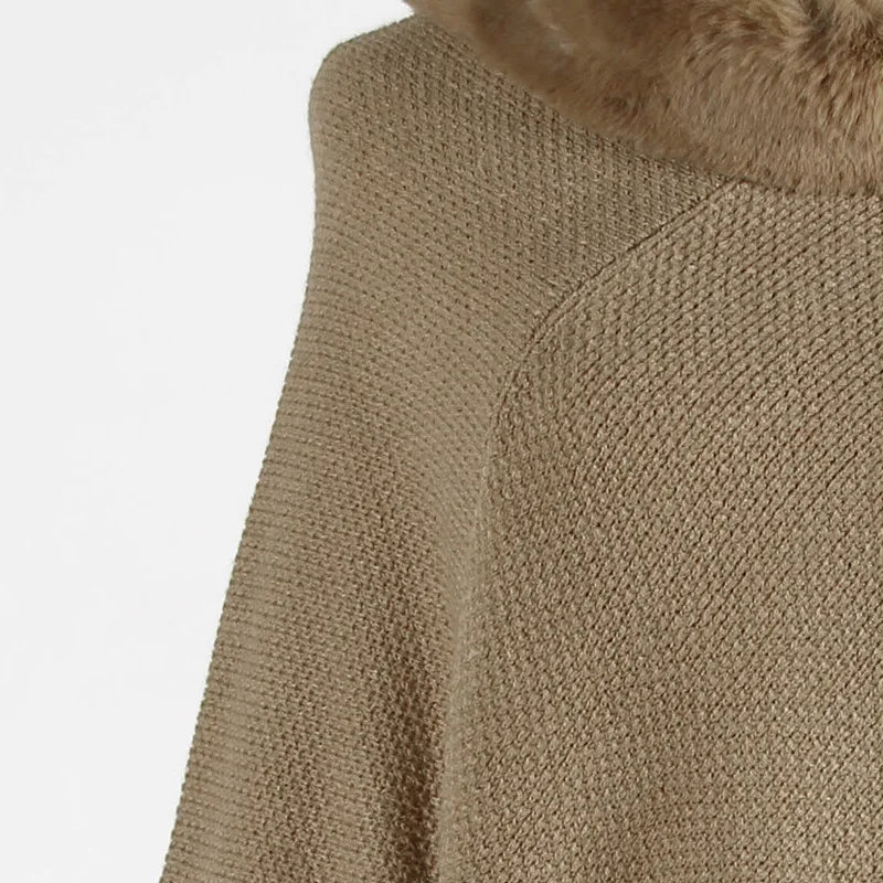 Вязаное пончо с высоким воротником женский свитер женские свитера асимметричным