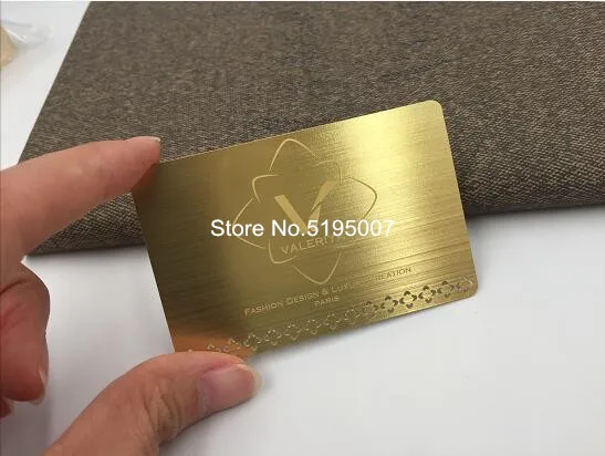 Free samples stainless steel cheap custom gold brushed metal visiting cards name id metal business card