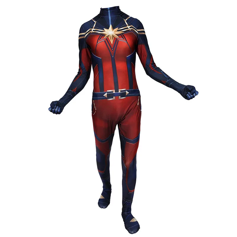 Фильм Мстители эндигра Марвел Капитан Carol Danvers костюм зентай для косплея боди супергероя костюм для женщин девочек комбинезоны