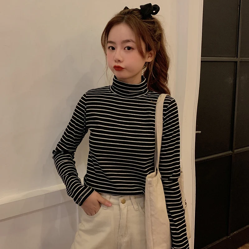 

Japanese Long Sleeve T-shirt for Women 2021 New Spring and Autumn Korean Style Ins Fashion All-Matching Striped Girlish