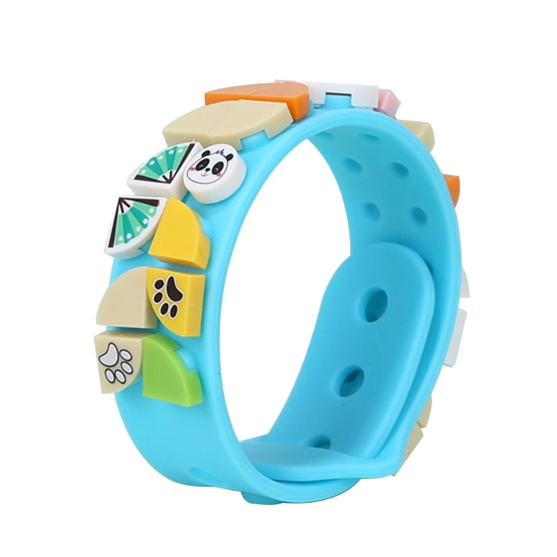 

85DE 1Set Interactive Craft Wristband Kid’s DIY Brace Lace Toy with Assembly Bricks DIY Puzzle Handmade Wristband for Girls