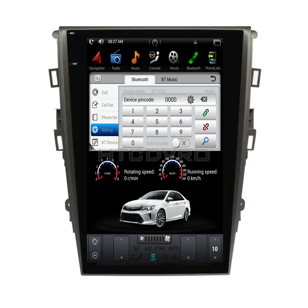 YMODVHT 12 1 дюймов Telsa стиль вертикальный экран четырехъядерный Android 7 2 Гб RAM