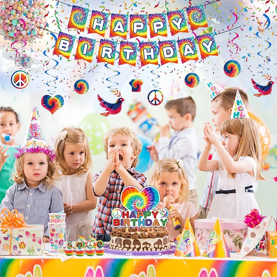 

Tie Dye Birthday Party Decorations Tie Dye Theme Rainbow Birthday Disposable Tableware Set Latex Balloons Kids Favor