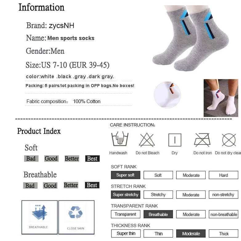 

20PCS=10Pairs Combed Cotton Men's Socks 2021 New Casual Breathable Active Socks High Quality Men Meias Stripe Long Sock EU38-44