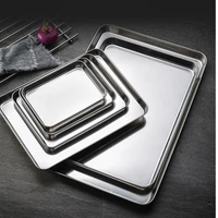 stainless steel food trays rectangle household steamed sausage fruit storage pans water bread kitchen baking shallow dish plate