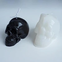 diy 3d skull head candle mold gypsum clay epoxy resin mould candle making baking tool food grade silicone