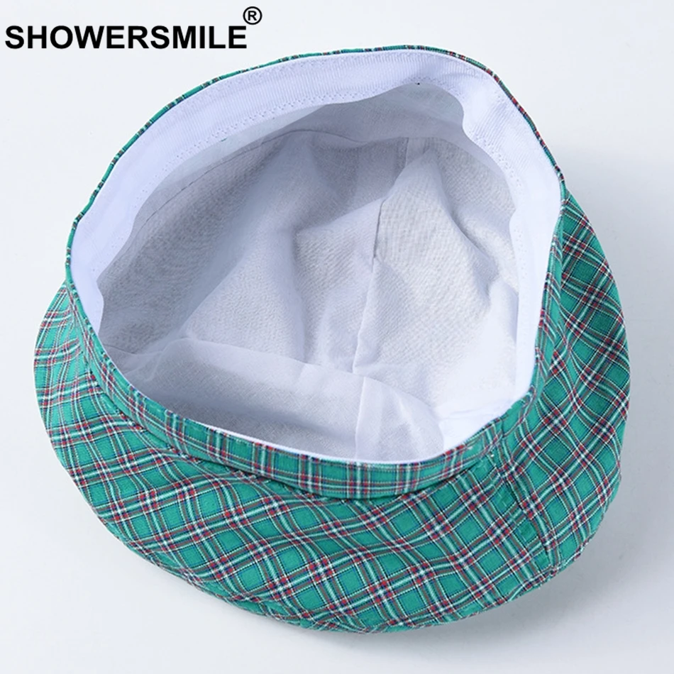 Берет женский хлопковый в клетку желтого и красного цветов |