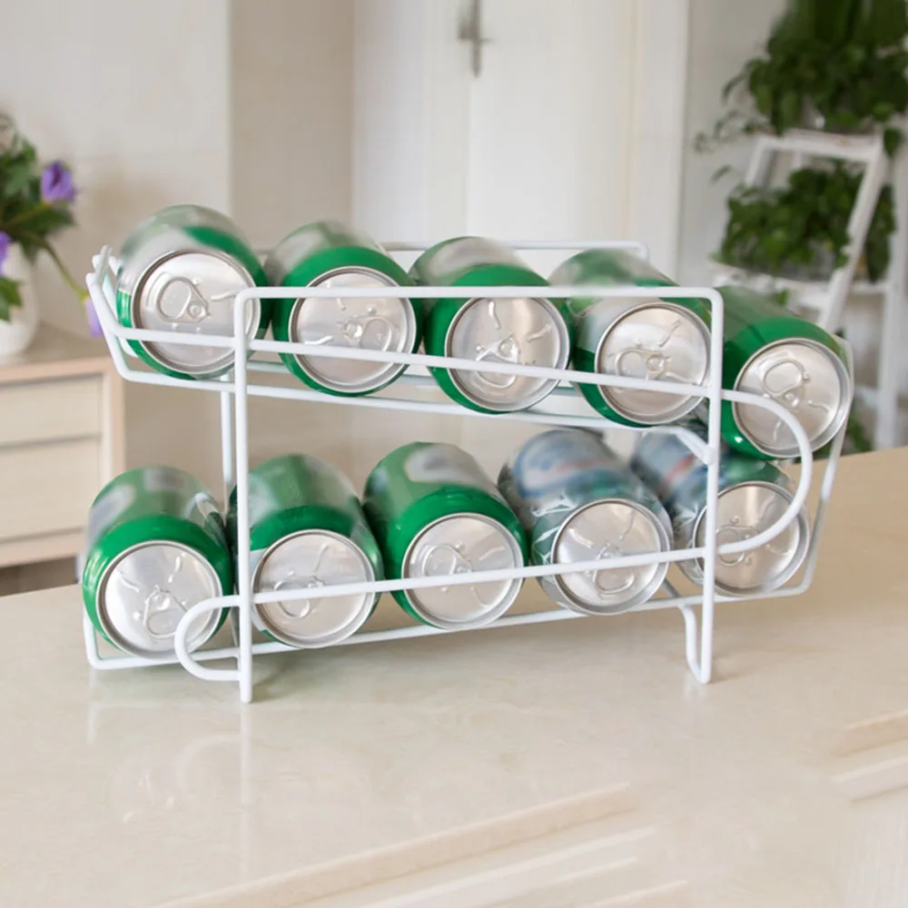 

Kitchen 2 Layer Storage Rack Refrigerator Fresh-keeping Beverage Rack Cans Beer Desktop Storage Iron Rack Save Space Holders