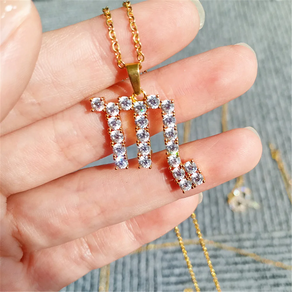 Ожерелье с 12 созвездиями из циркония для женщин и мужчин Овен Лев Водолея