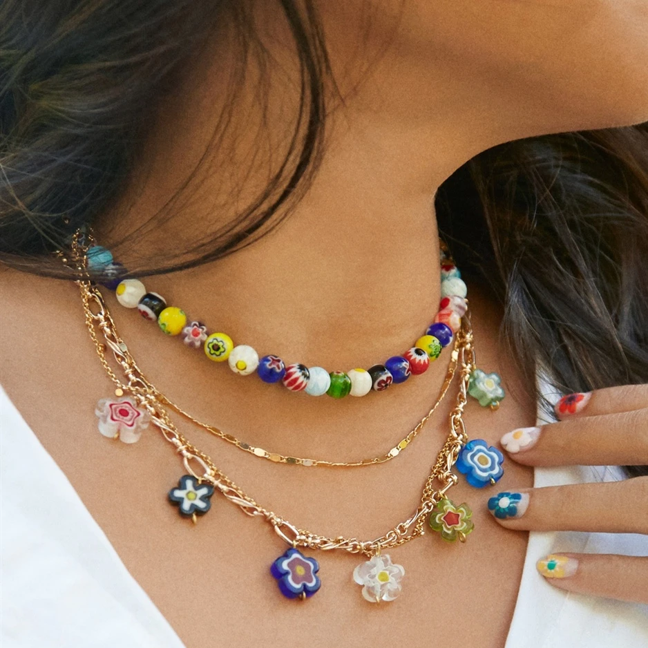 Женское ожерелье с цветными бусинами этническое в стиле бохо аксессуары для