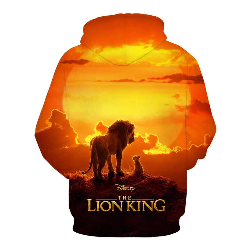 Свитшот с капюшоном и 3D принтом короля льва для мужчин женщин уличная одежда