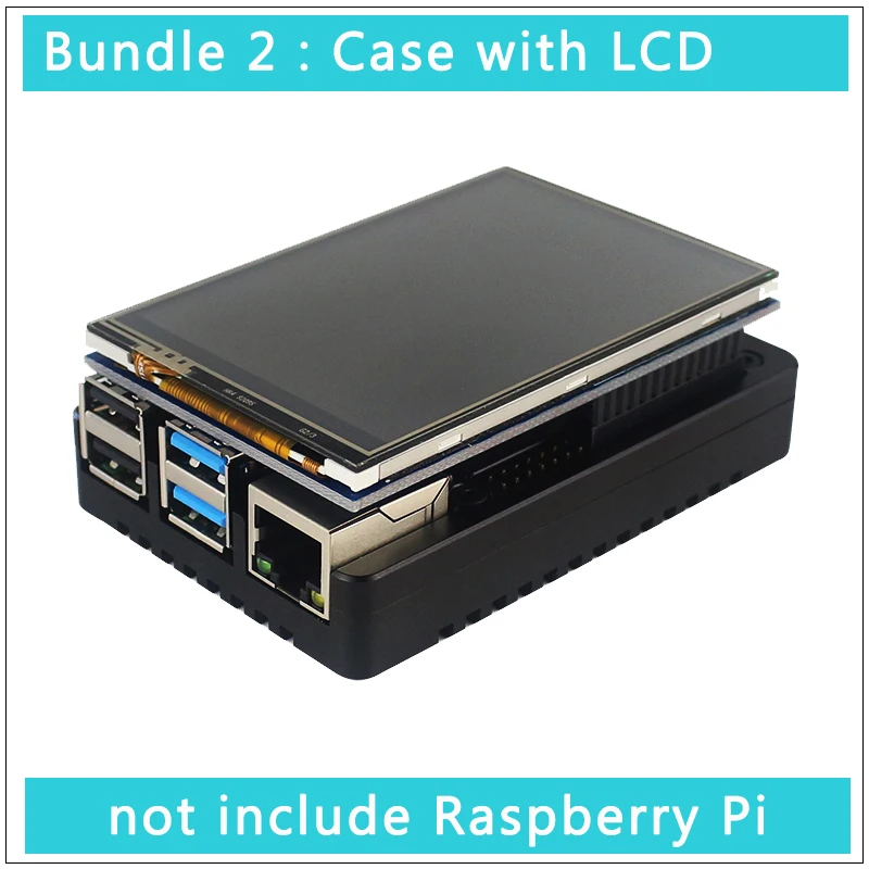 Алюминиевый Чехол Raspberry Pi 4 CNC, металлический корпус с пассивным охлаждением, совместимый с 3,5 дюймовым сенсорным ЖК-экраном для Raspberry Pi 4, Модель B - Цвет: Case with LCD