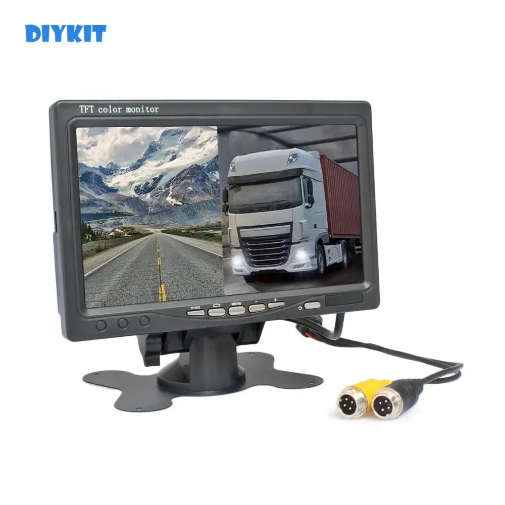 Цветной монитор заднего вида DIYKIT с 7 &quotTFT ЖК-дисплеем автомобильный 2 x