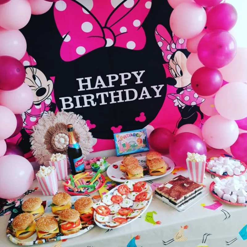 Fondo de Minnie Mouse Personalizable para Fotograf&iacute;a de Ni&ntilde;o y Beb&eacute;, Tel&oacute;n de Vinilo para Sesi&oacute;n de Fotos, Tela para Fiesta de Cumplea&ntilde;os, Estudio Fotogr&aacute;fico-1