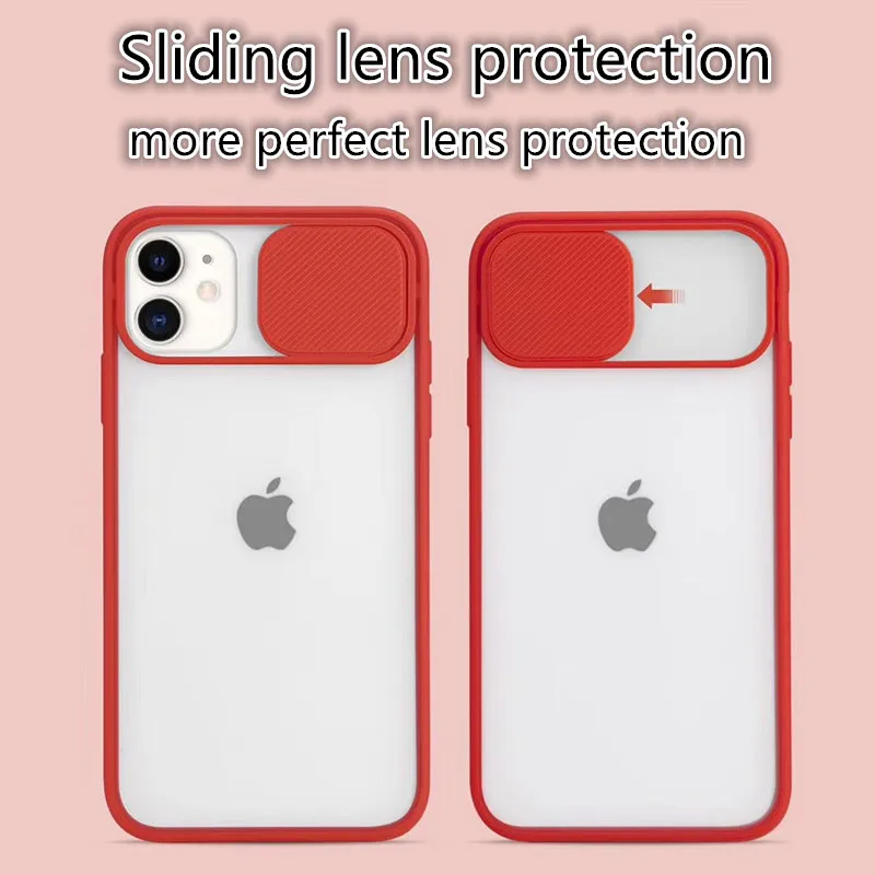 

Slide cover Camera protection phone case For iPhone 11Pro 6 7 8 plus X XS MAX XR matte hard shell New shockproof back cover
