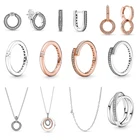 2021 высококачественный кулон и ожерелье из серебра 925 пробы Сверкающее перекрывающее кольцо с двойным кольцом Серьги в подарок
